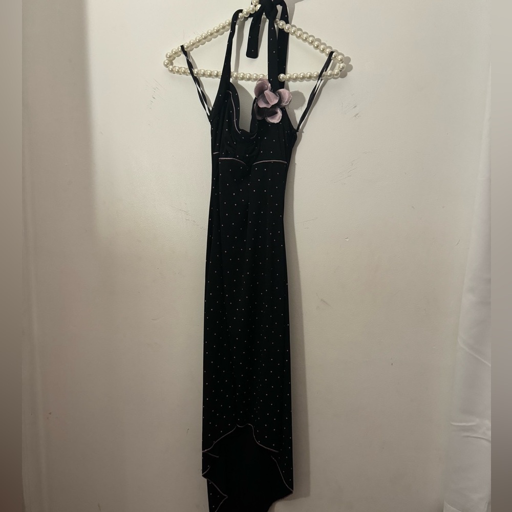 halter top dress high low polka dot
